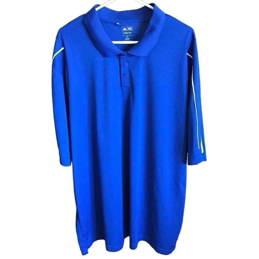 Adidas climalite golf polo shirt men’s SZ 2XL Blue short sleeve athletic